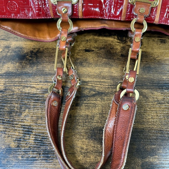 Tory Burch Red Embossed patent Leather Tote Bag - Picture 10 of 16